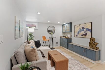 Basement 24th Ave Family Room with modern decor and mini bar 0130 184kb