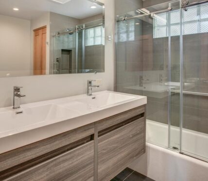 modern double sink and shower