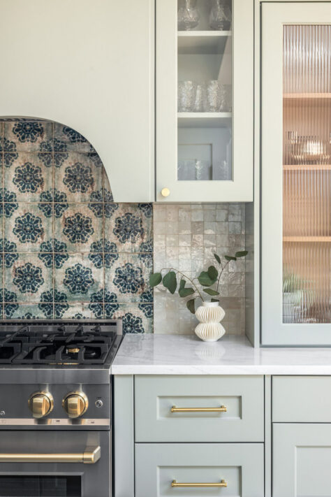 Closeup of stove and counter
