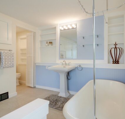 light blue bathroom remodel