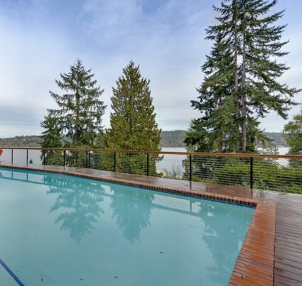 pool deck with view of puget sound