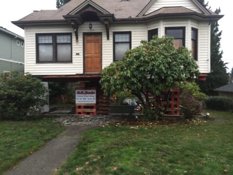 White and brown house lifted on piers