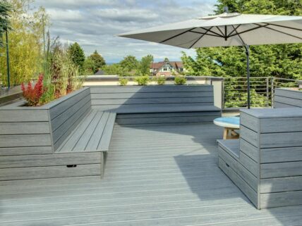 rooftop deck with benches