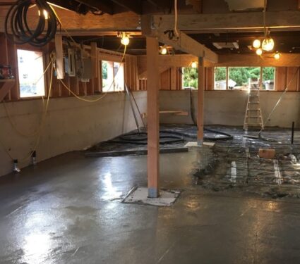 House lift basement concrete floor pouring